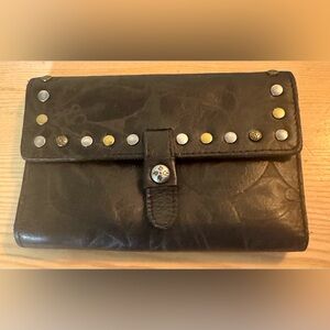 Patricia Nash Black Studded Leather Wallet